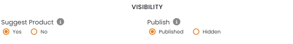 Toggle switch for product visibility settings